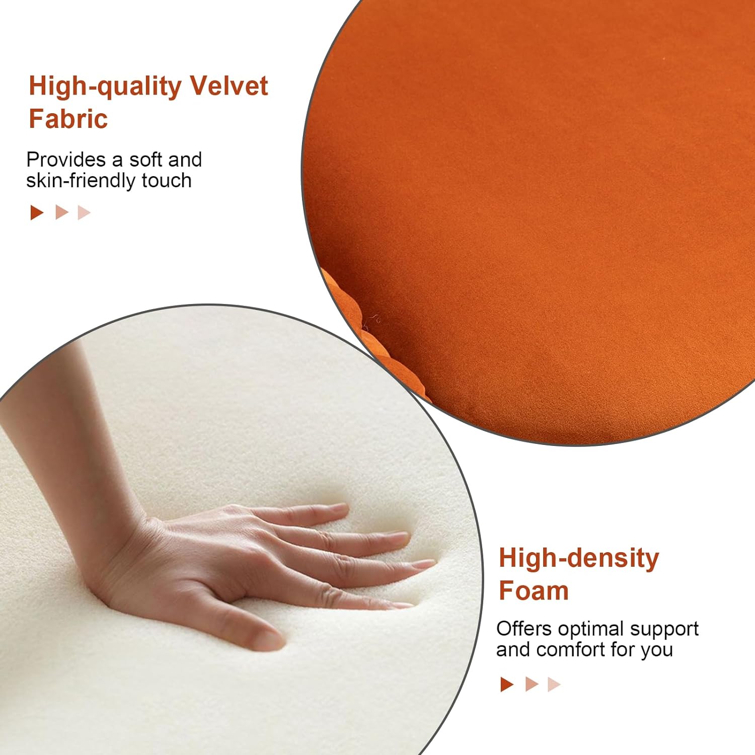 Dining Chairs Set of 2, Hand Weaving Makeup Chairs, Velvet Upholstered Living Room Chairs with Gold Legs, Accent Side Chairs for Dining Room, Kitchen, Bedroom, Vanity (Orange)