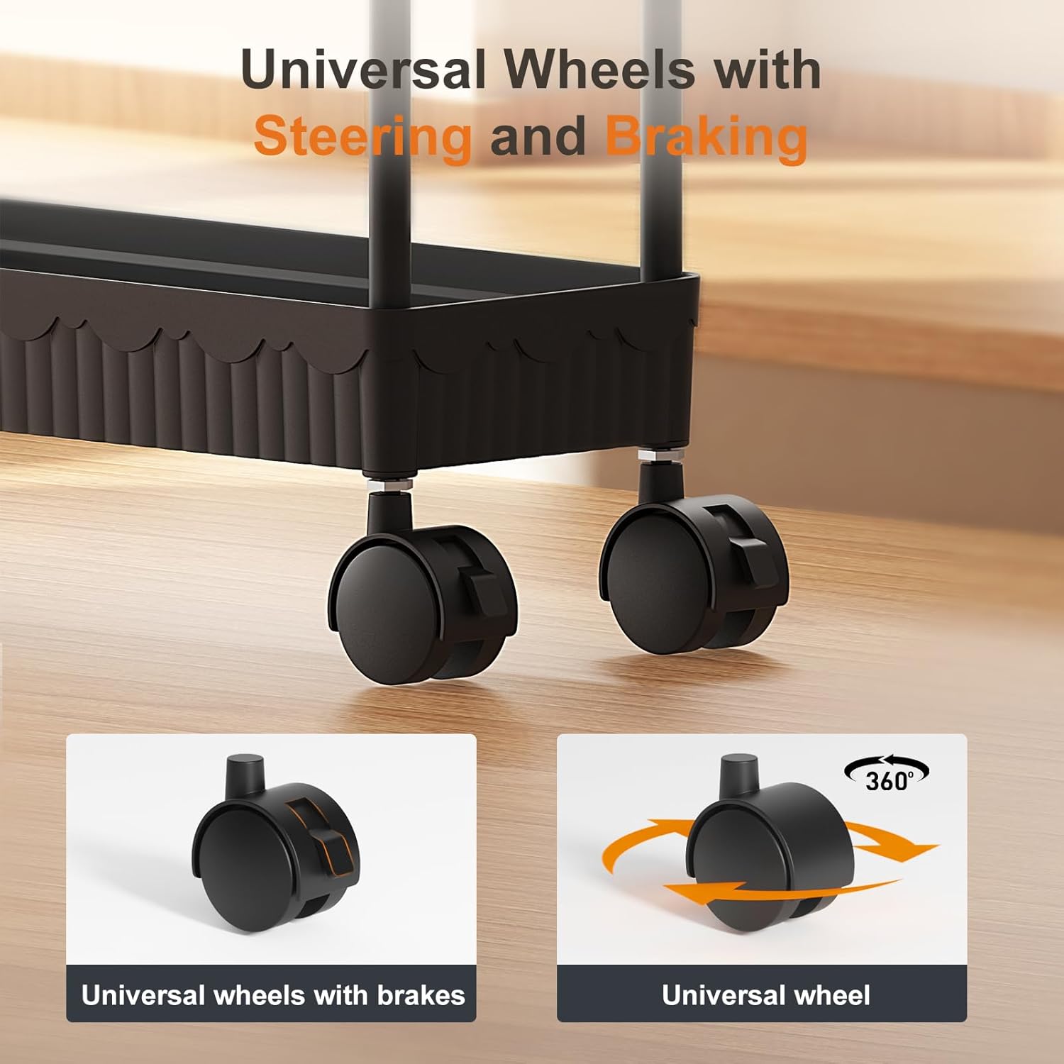 2 Pack Slim Storage Rolling Cart with Wheels, 4 Tier Rolling Cart Bathroom Organizers and Storage, Utility Cart for Laundry Room Organization
