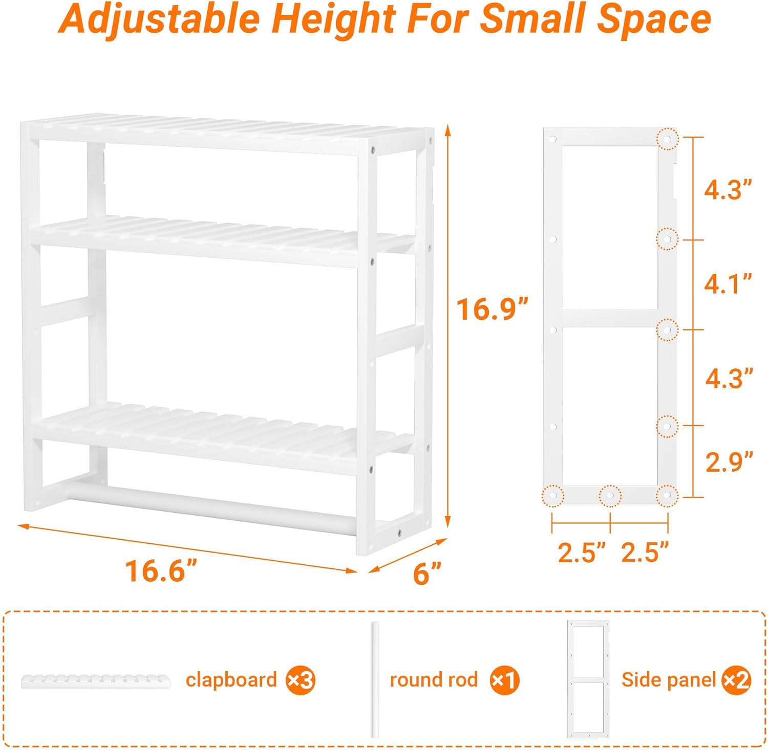 Towel Rack Bathroom Storage Shelves Over The Toilet with Towel Bar 100% Bamboo Adjustable Height Floating Shelf
