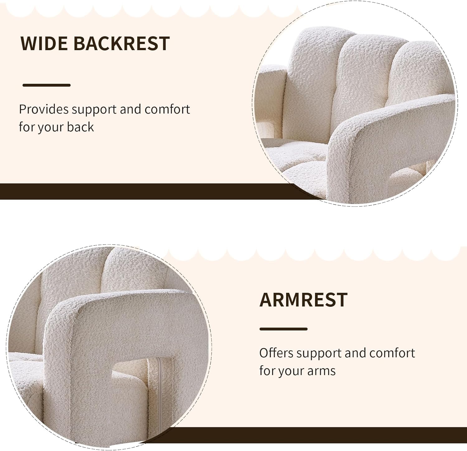 Modern Accent Chair, Boucle Upholstered Armchair with Channel Tufted Design, Single Leisure Sofa Chair with Wood Frame, Cozy Reading Chair for Living Room (Beige)