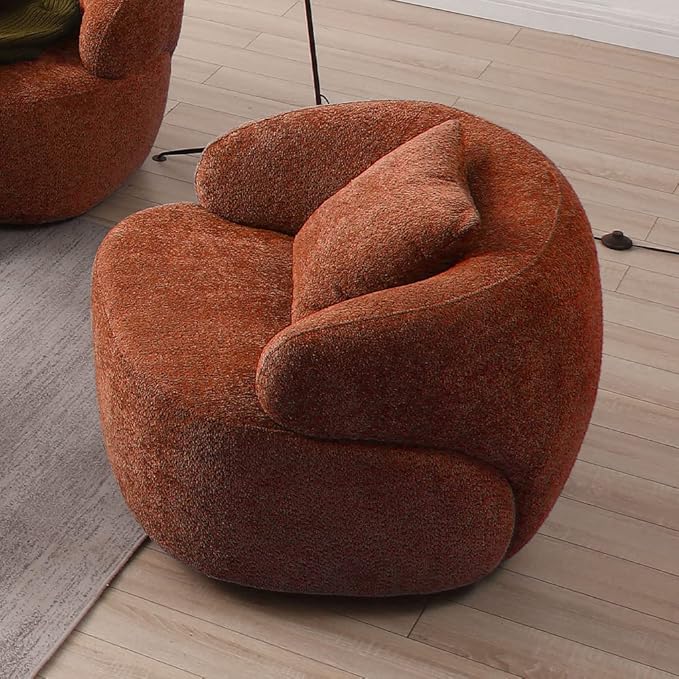 Curved Sofa Couch, 35" Modern Single Seat Sofa Chair, Upholstered Boucle Sofa