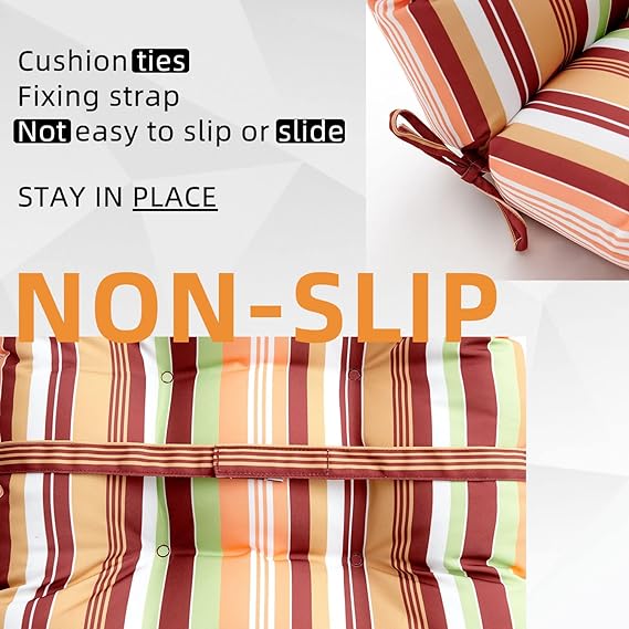 Chair Pads, Seat/Back Patio Cushions - Waterproof Solid Tufted Pillow, Indoor/Outdoor Pads with Ties