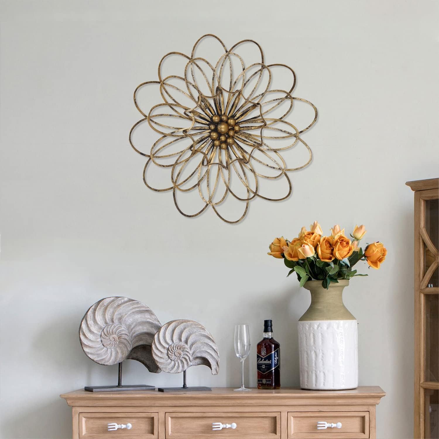 Metal Flowers Wall Decor, Modern Wall Art Decoration Floral Sculpture