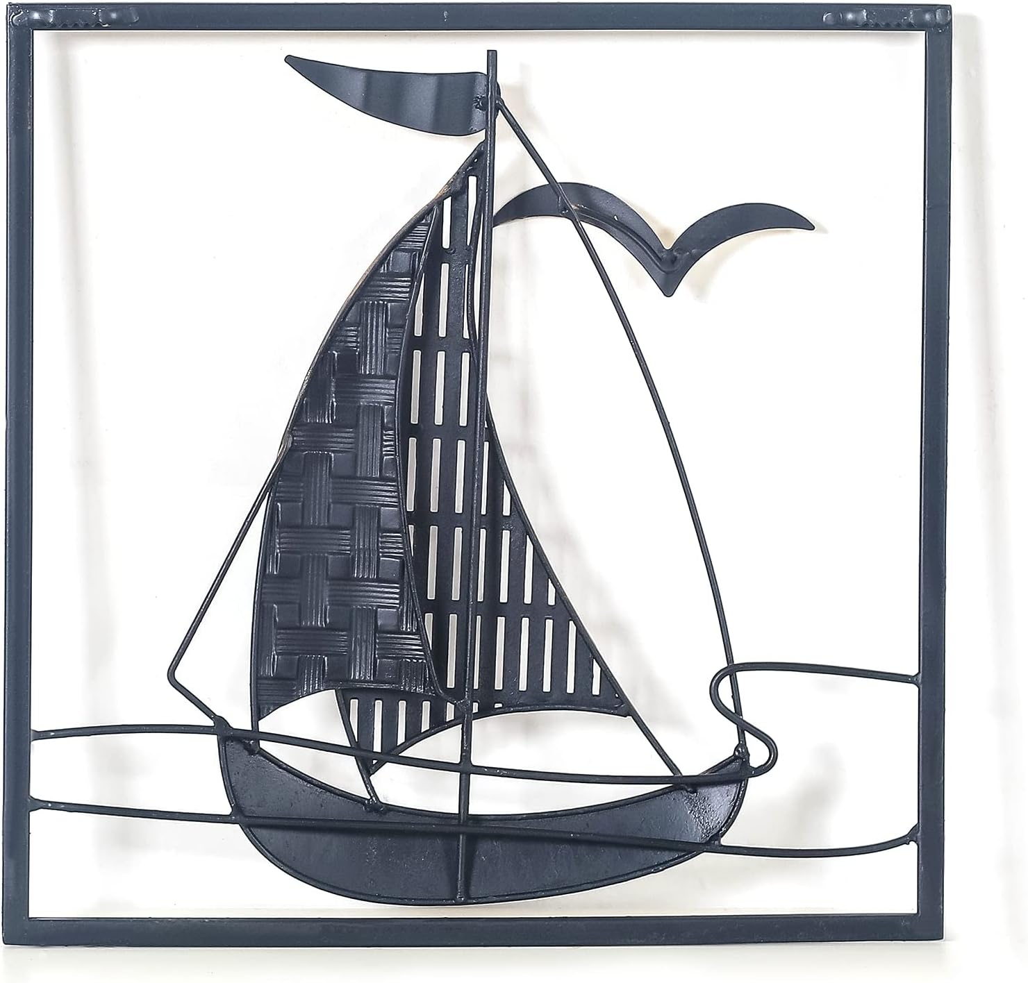 3D Metal Sailboat Wall Art Set of 3, Handmade Antique Finishing 24 inch Metal Wall Sculptures