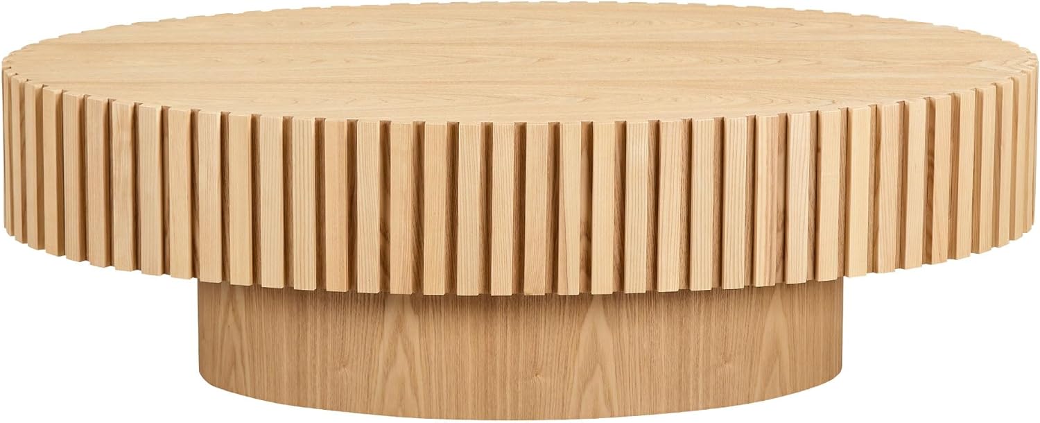 43.31'' Round Coffee Table for Living Room, Modern Handcraft Drum Coffee Table