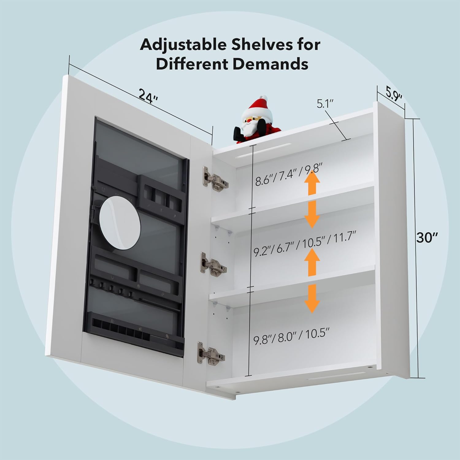 Bathroom Mirror Cabinet - Large Single Door 24x30 inchs Wall Cabinet Bathroom Vanity Mirror Cabinet