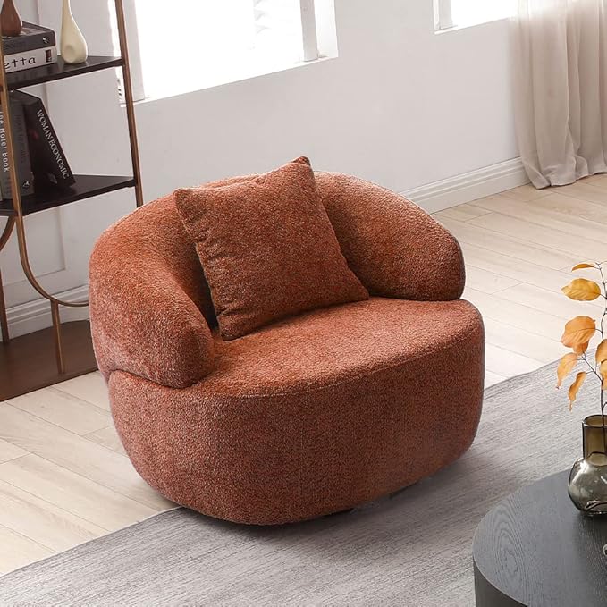 Curved Sofa Couch, 35" Modern Single Seat Sofa Chair, Upholstered Boucle Sofa