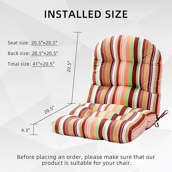 Chair Pads, Seat/Back Patio Cushions - Waterproof Solid Tufted Pillow, Indoor/Outdoor Pads with Ties