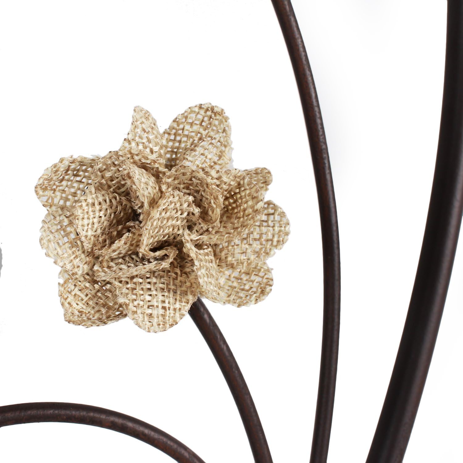 Decorative Black Iron Heart-Shape Picture Frame Collage with Scroll and Burlap Flower Design, 6 Openings