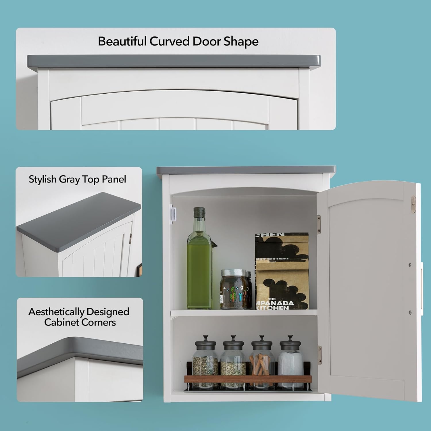 Bathroom Wall Cabinet 15 x 20 Inch Small Wall Cabinets Single Door Over Toilet Medicine Cabinet for Small Bathrooms