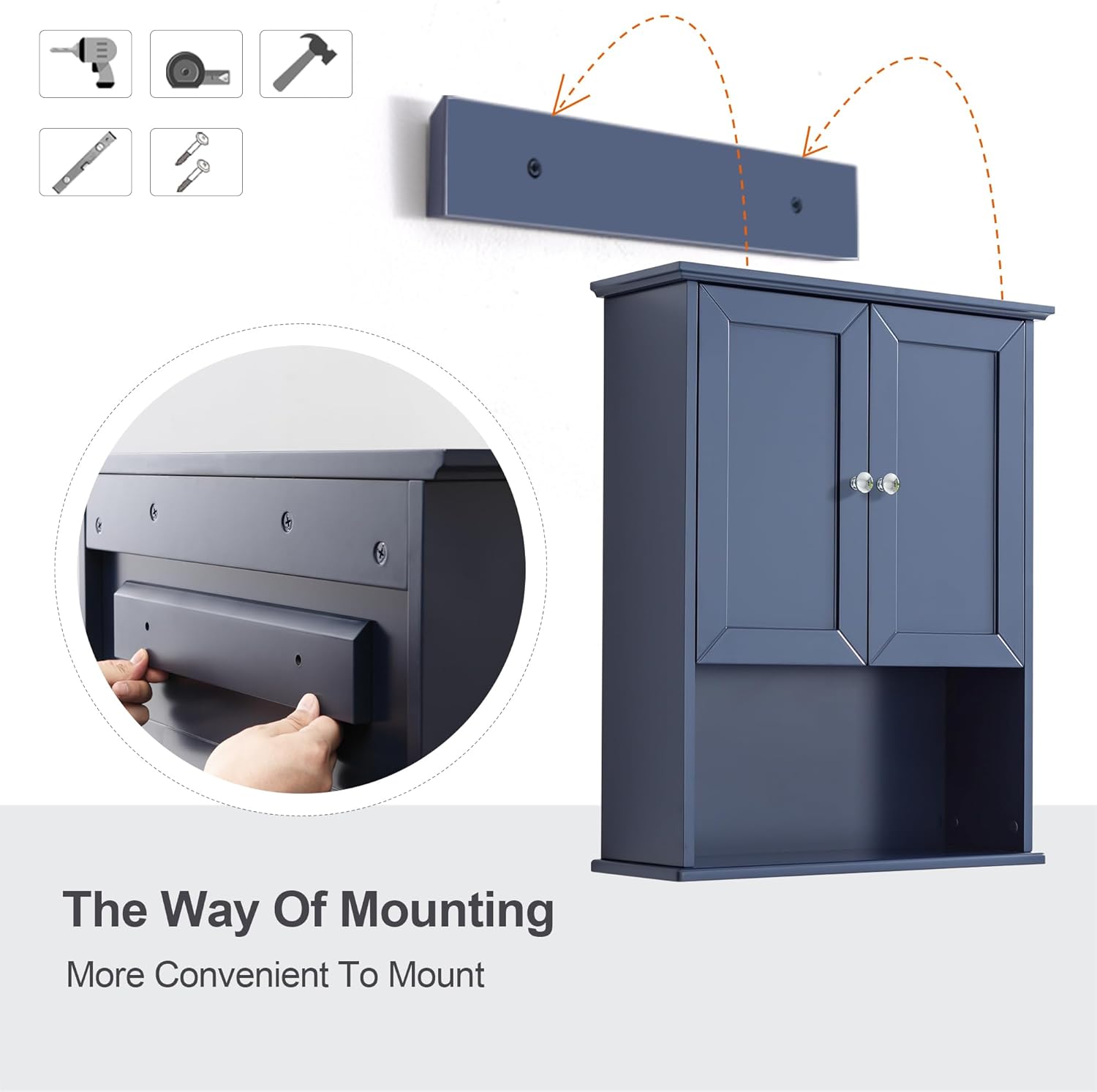Bathroom Wall Cabinet Navy Blue Over Toilet Storage Cabinets 24x30 in Above Toilet Wood Medicine Cabinets