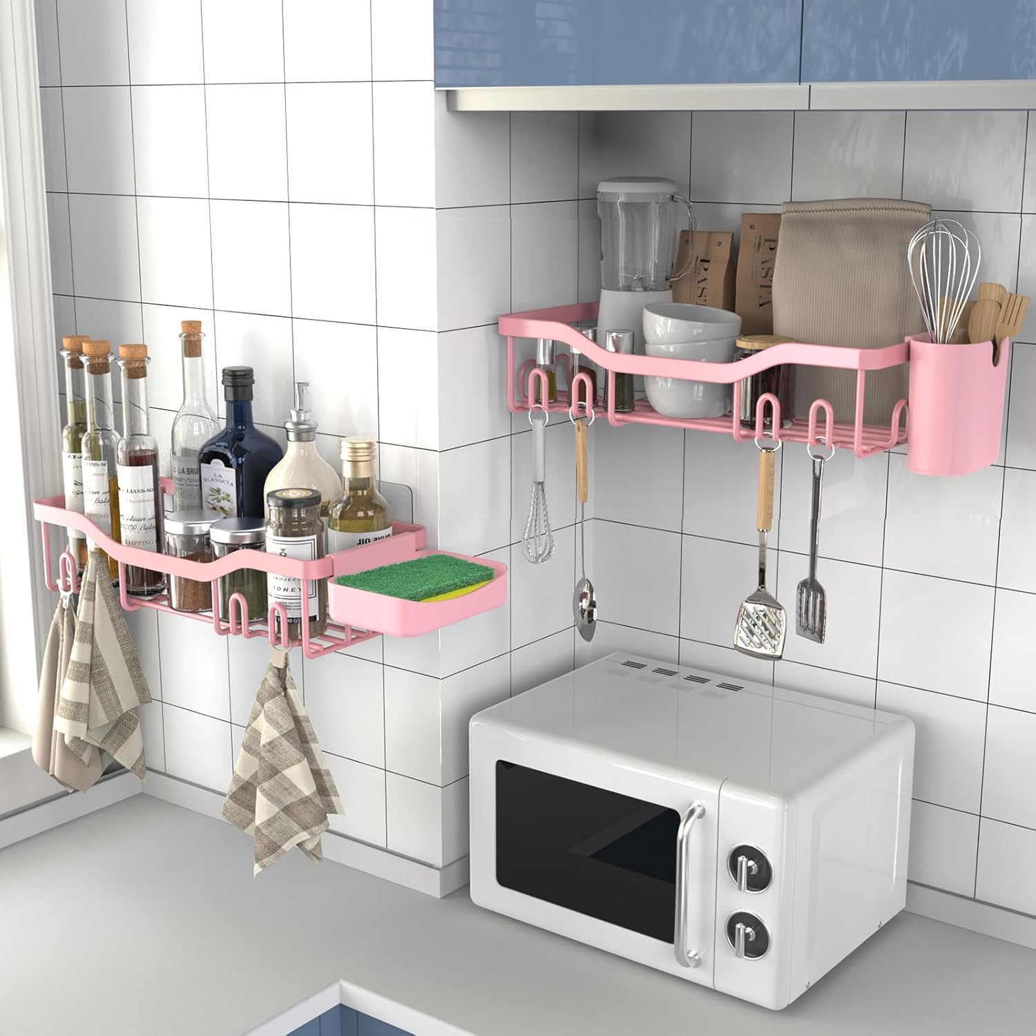 Shower Caddy Adhesive Shower Organizer Bathroom Shower Shelves, Shelf for Inside Shower Storage with Soap Dish&16 Hooks