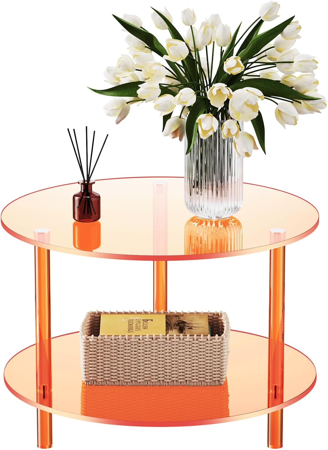 Acrylic Coffee Table, Small Round Modern Coffee Table