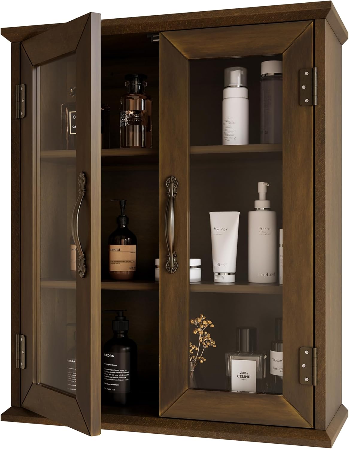 Wood Medicine Cabinet with Acrylic Doors, Bathroom Wall Cabinet with Adjustable Shelves Over The Toilet