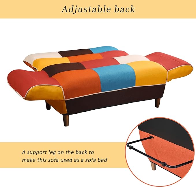 Sleeper Sofa Couch Bed, Small Space Colorful Sleeper Bed with Pillows