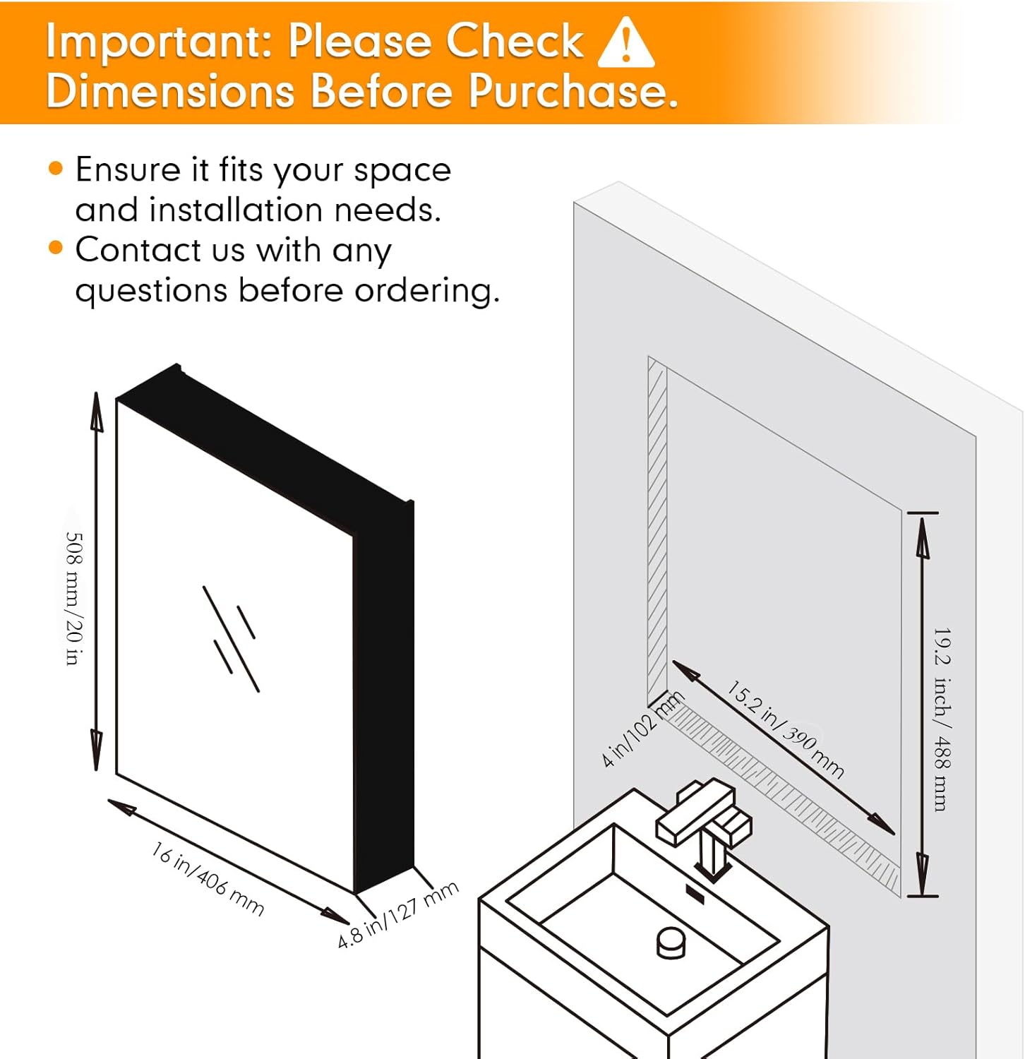 Medicine Cabinet Mirror 16 x 20 Inch, Movable 3X Magnifying Mirror,Recessed Medicine Cabinet