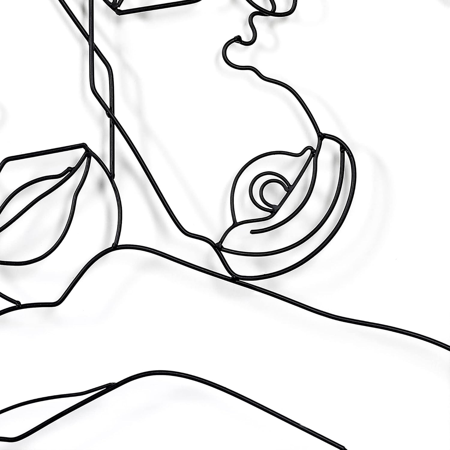 Metal Minimalist Face Wall Art Framed Abstract Wall Art, 23 x 23 inch Black Simple Line Home Hanging Wall Sculptures