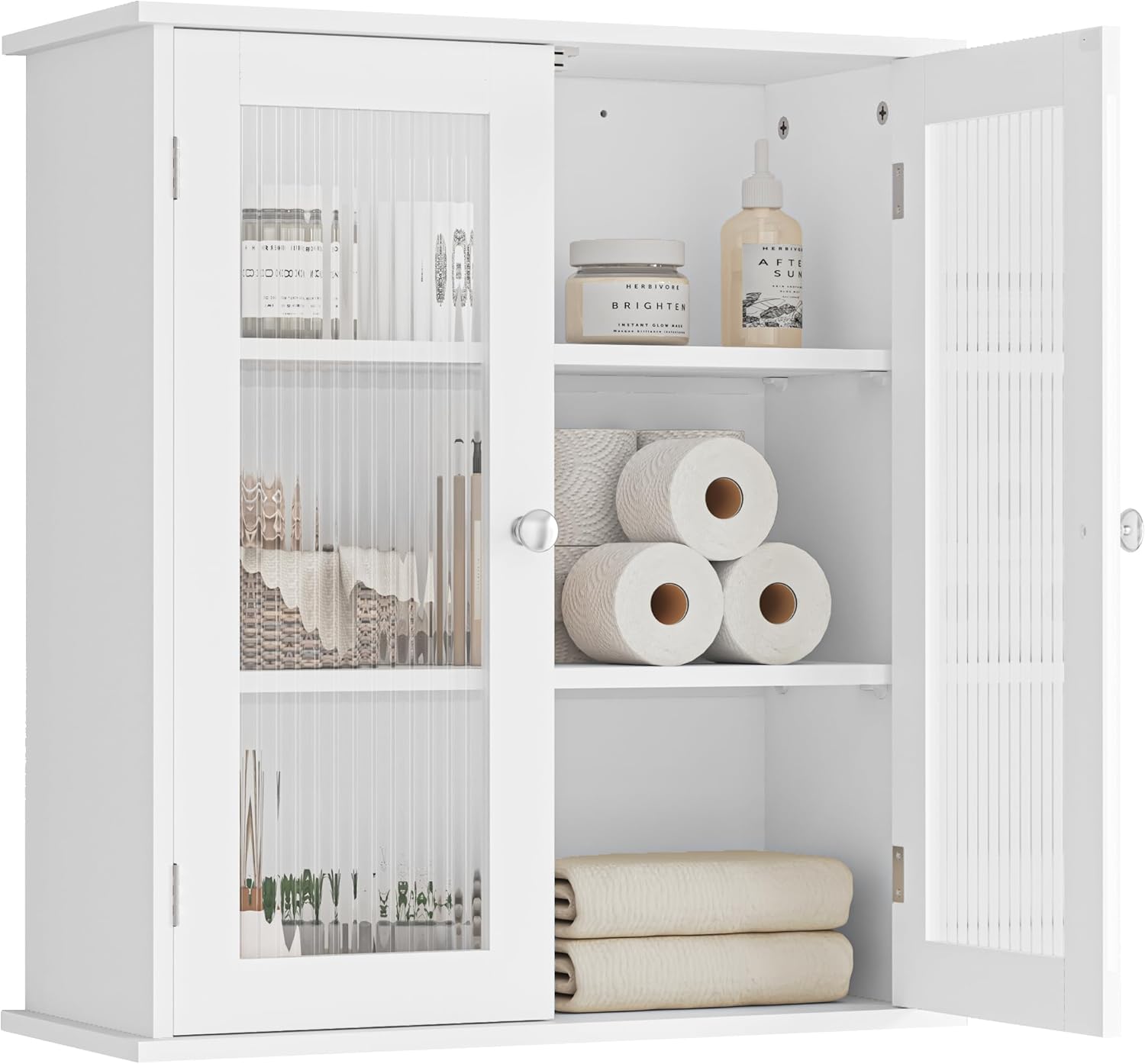 Bathroom Medicine Cabinet, Bathroom Cabinet Wall Mount with Doors & Adjustable Shlef, Over The Toilet Bathroom Storage Cabinet