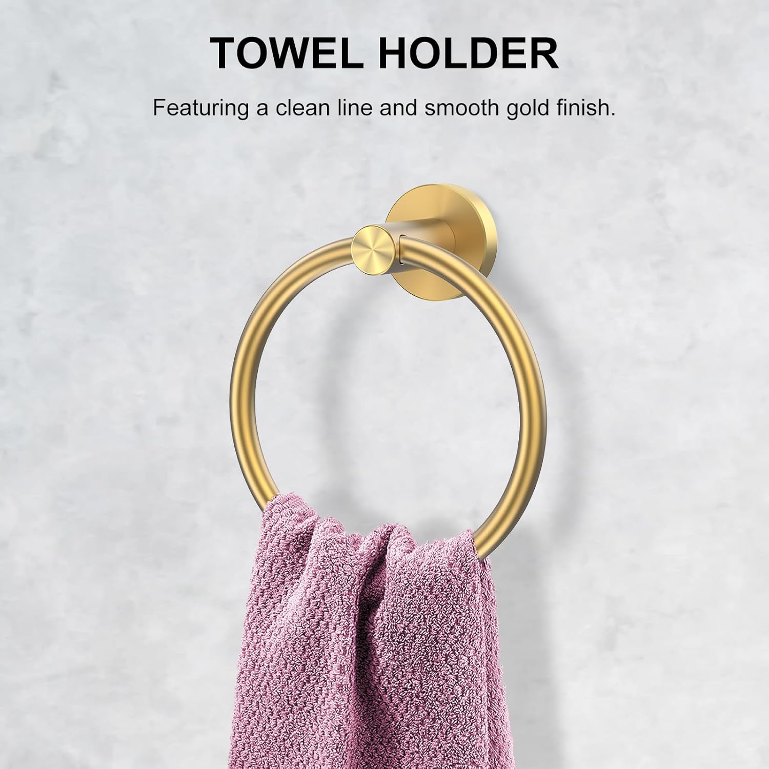 Bathroom Hardware Set, Gold 304 Stainless Steel Hand Towel Ring Bathroom Accessories Set