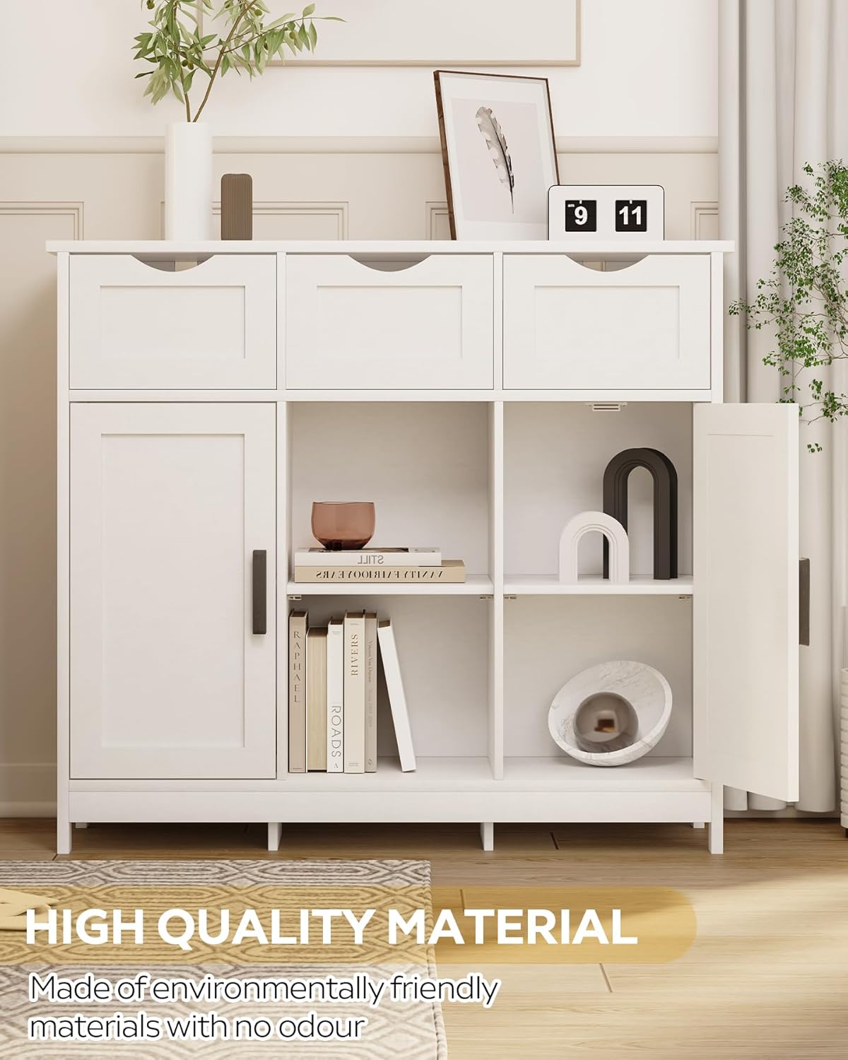 Storage Cabinets, Wooden Floor Cabinet, with Drawers and Shelves Storage Cabinets