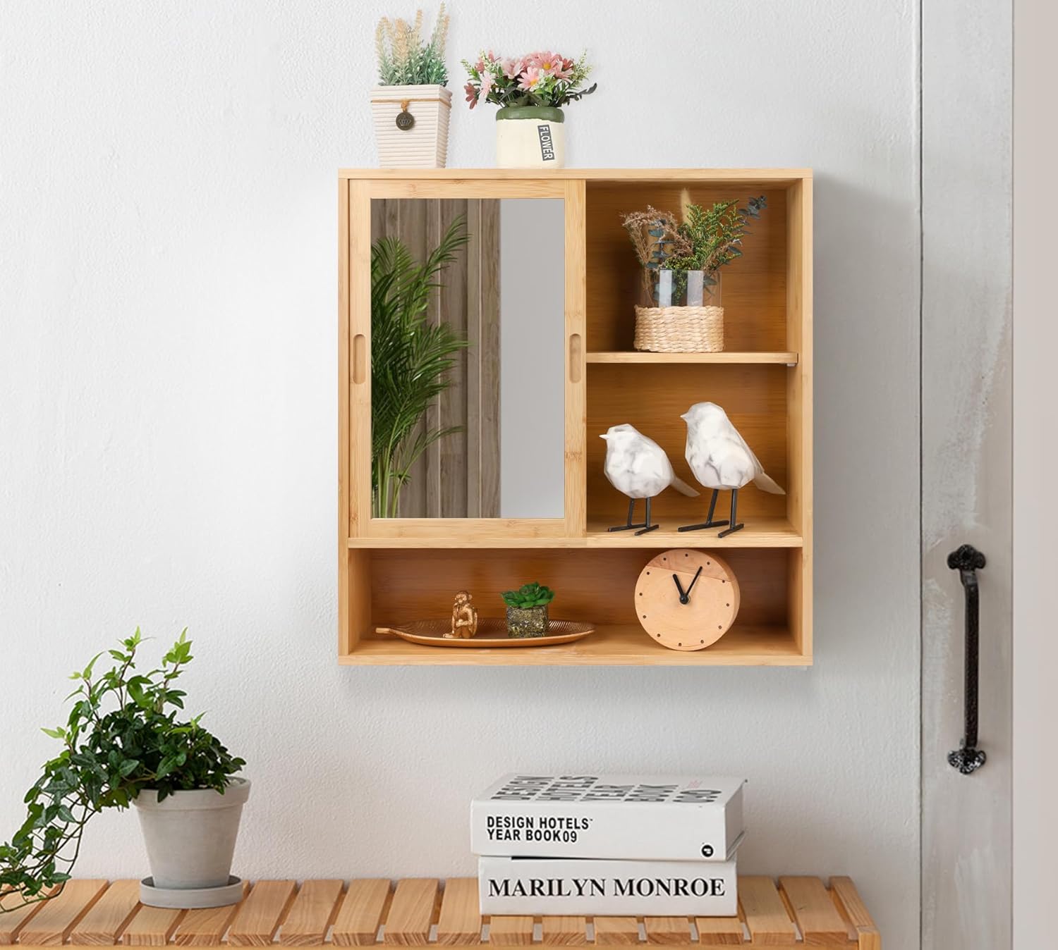 Bathroom Cabinet Wall Mounted,Vanity Mirror with Storage,Medicine Cabinet with Mirror (Bamboo)