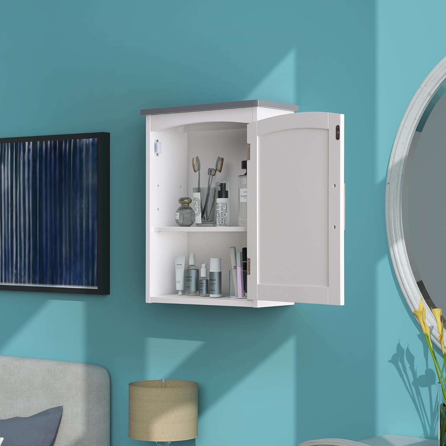 Bathroom Wall Cabinet 15 x 20 Inch Small Wall Cabinets Single Door Over Toilet Medicine Cabinet for Small Bathrooms