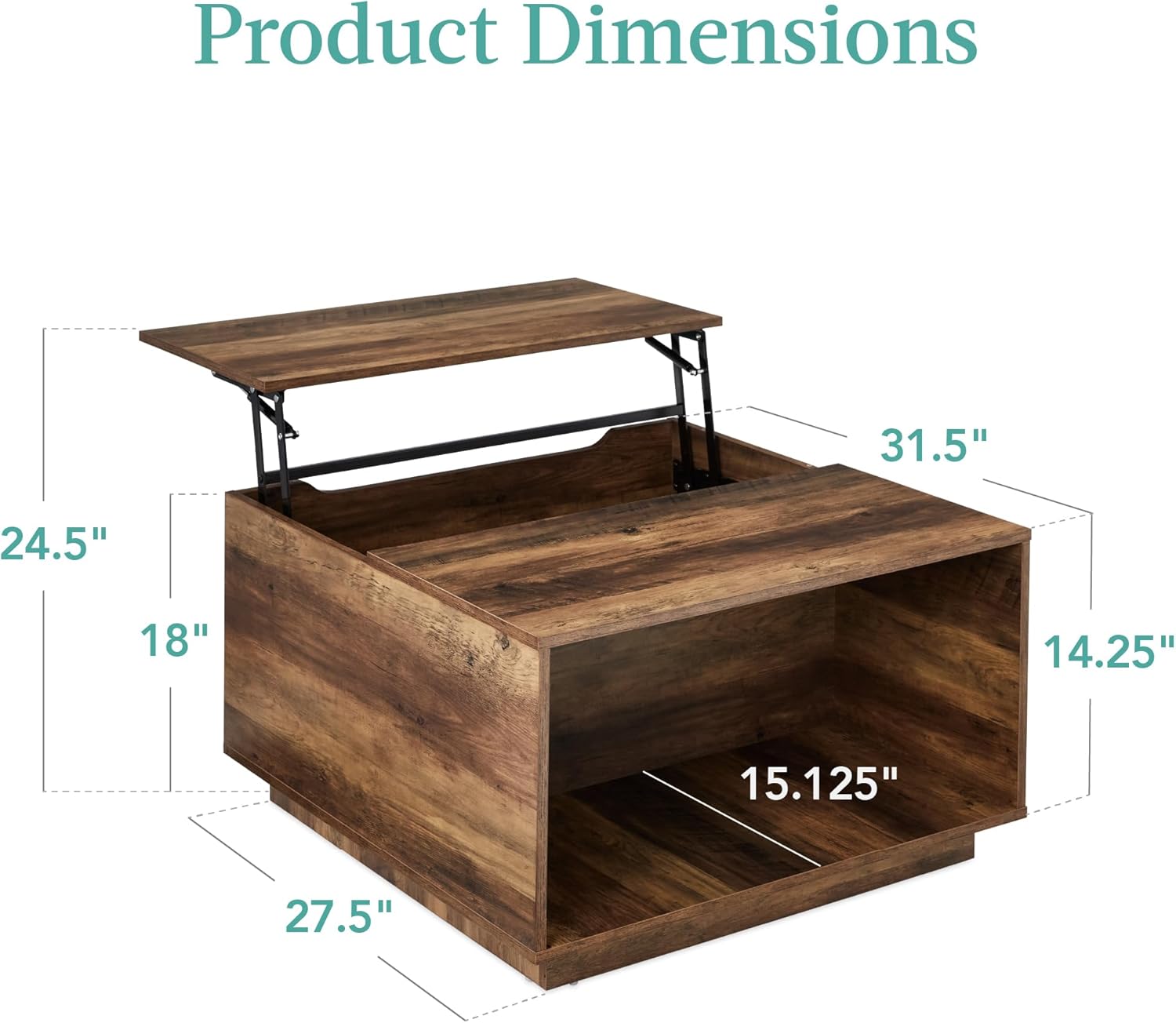 Wooden Rustic Modern Multifunctional Accent Table for Living Room