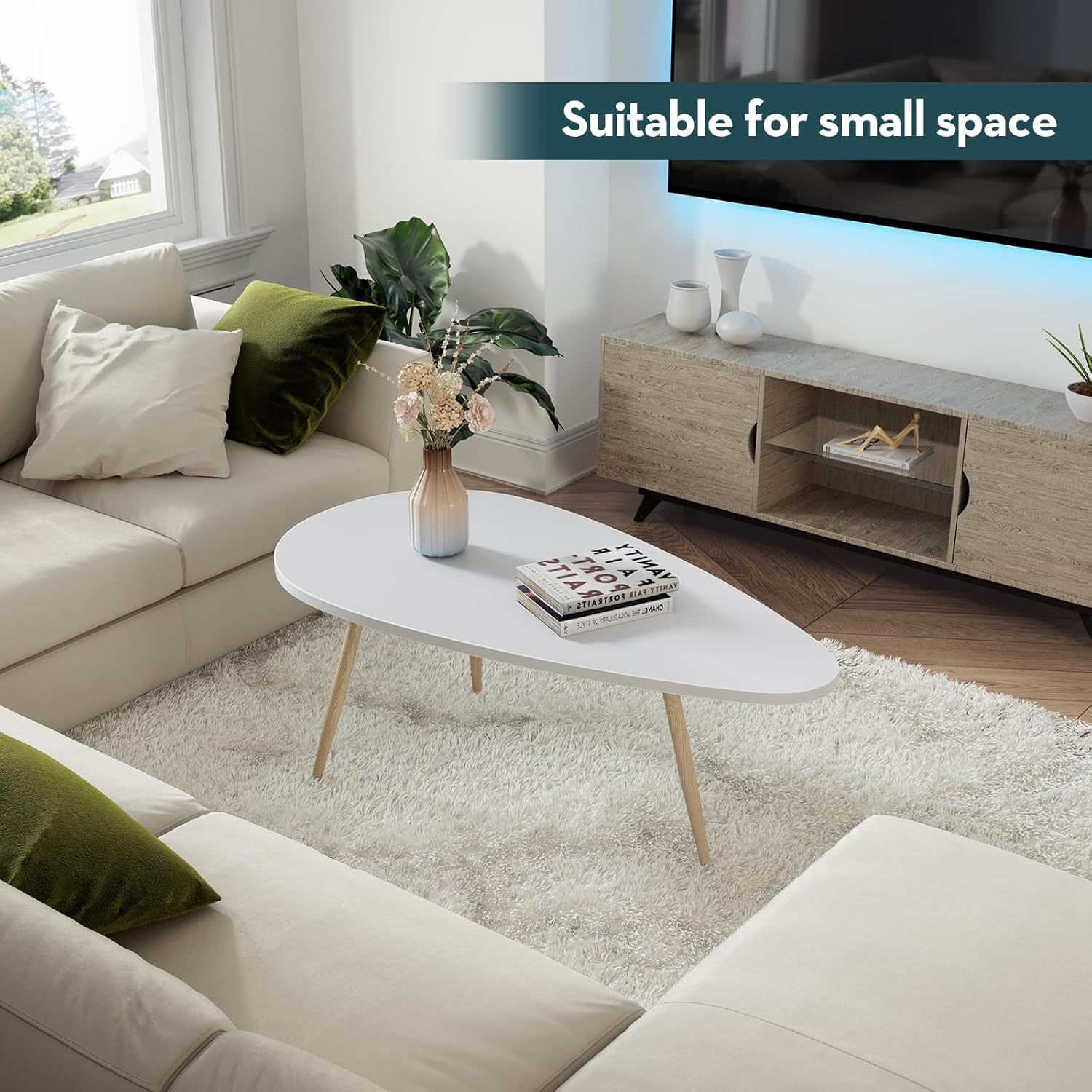 Modern Coffee Table White Coffee Tables for Small Space Unique Simple Oval Center Table