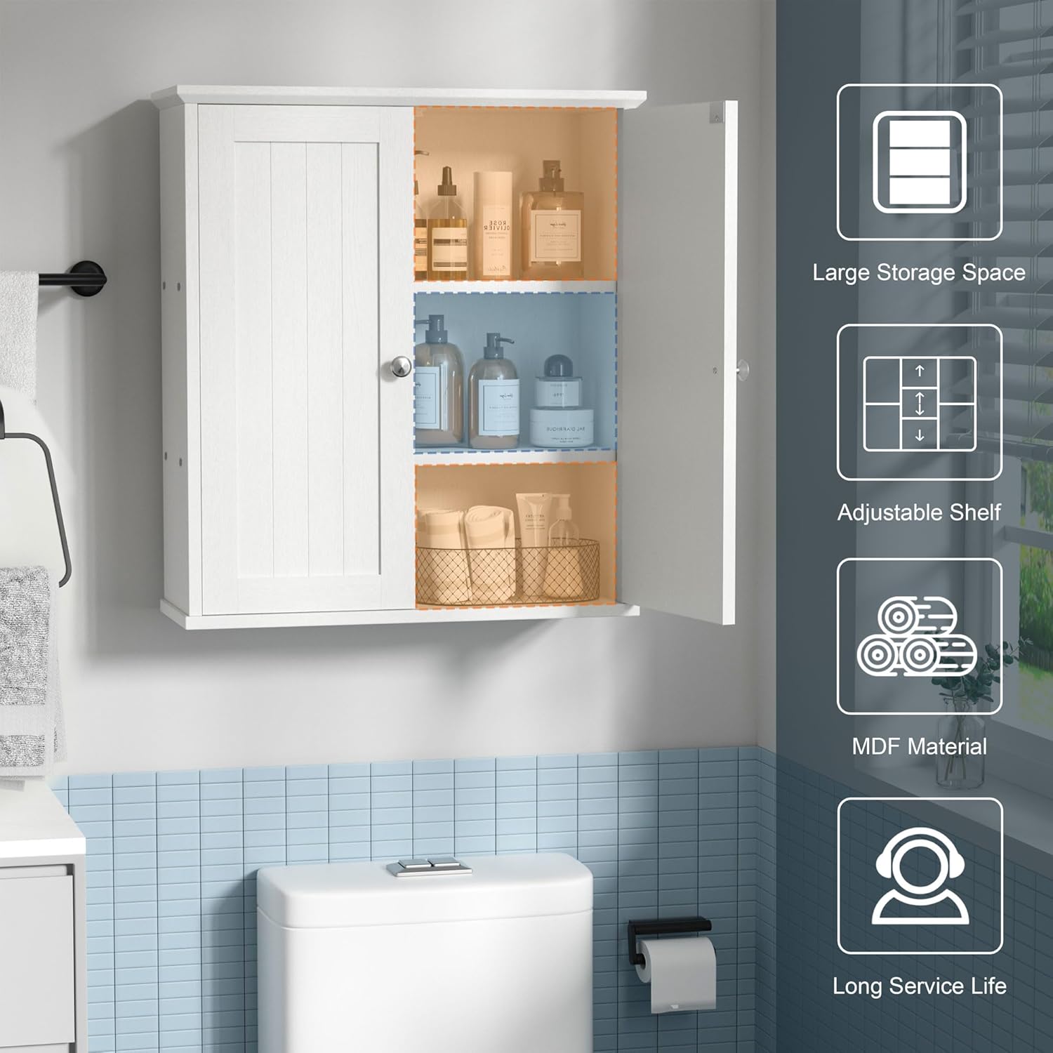 Bathroom Cabinet Wall Medicine Mount for Storage Over Toilet Mounted Kitchen Small Hanging Laundry Room Shelves