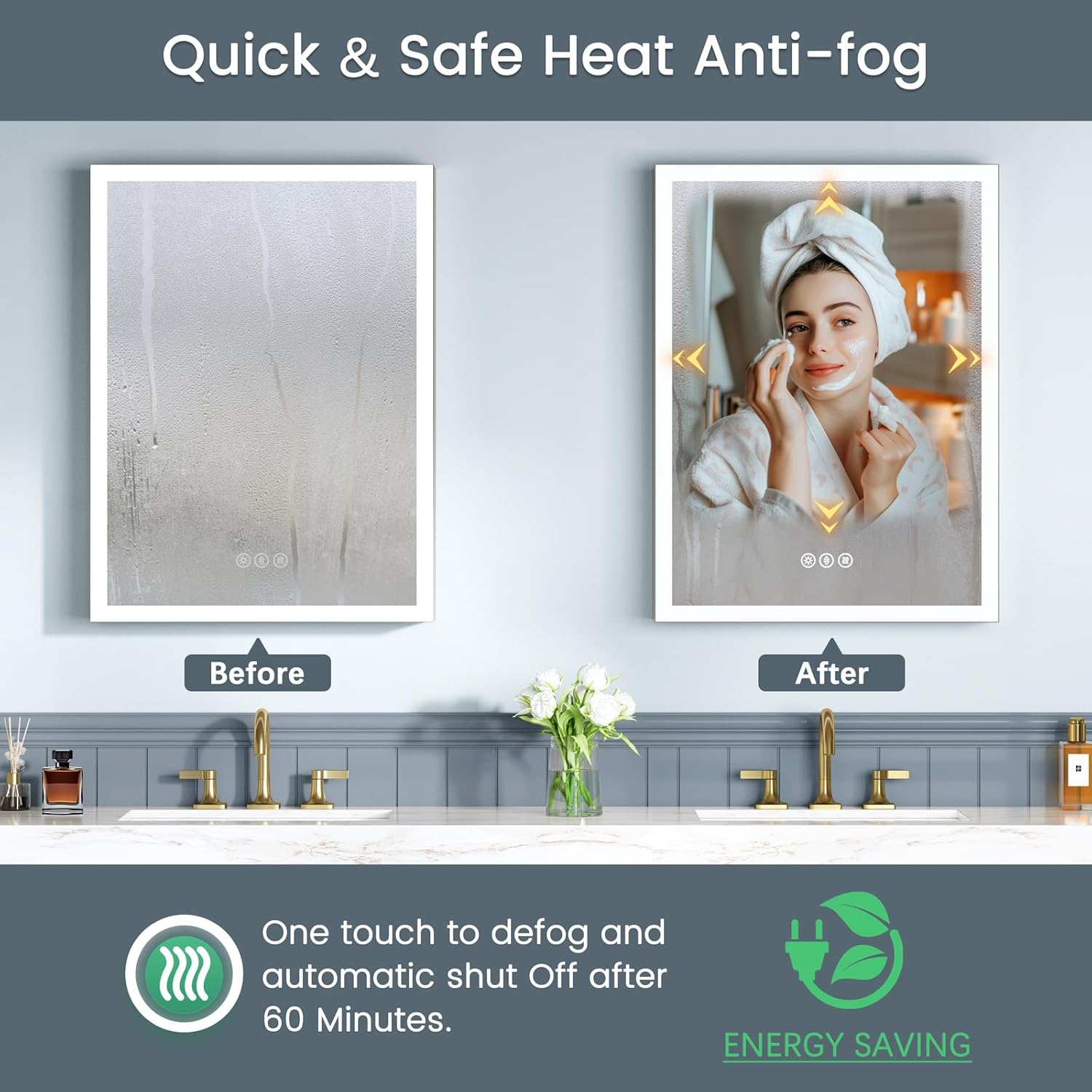 16x24 Inch Medicine Cabinet with Lights, Lighted Medicine Cabinet with Mirror, AL Alloy Frame