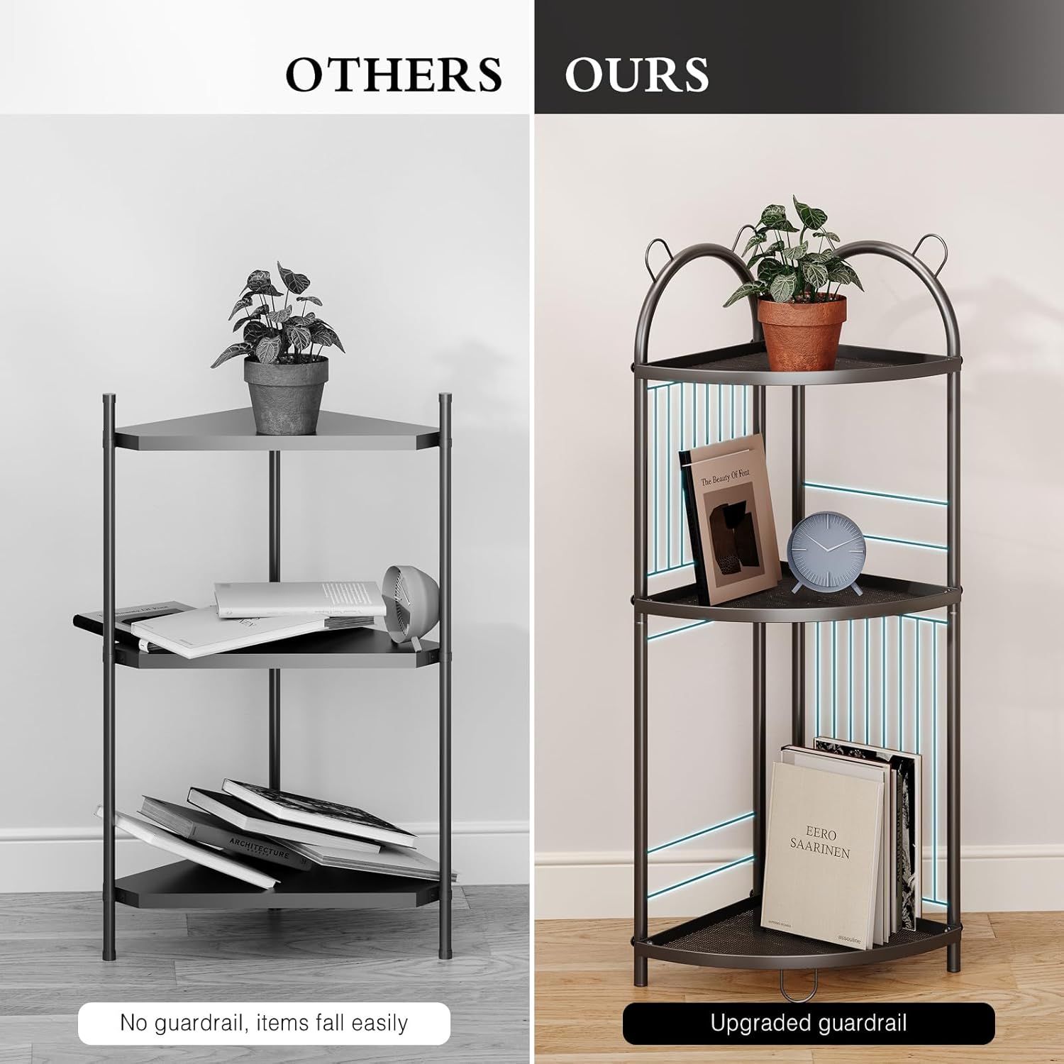 Small Toilet Shelf Metal Toilet Paper Storage 3 Tier Corner Bathroom Shelf Tiny Corner Shelf Unit