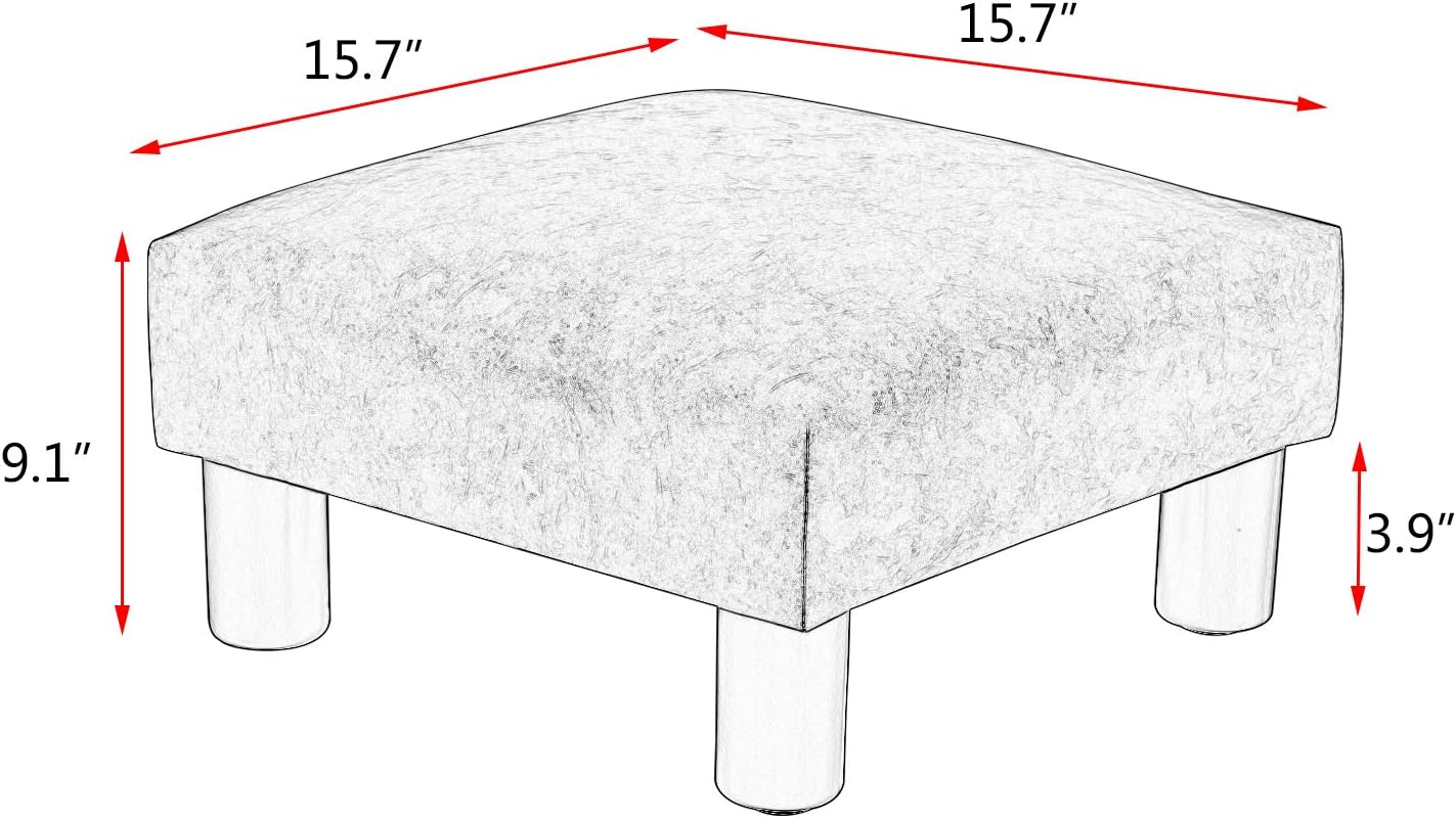 15’’ Small Ottoman Footstools- Waterproof Brown Distressed Faux Leather