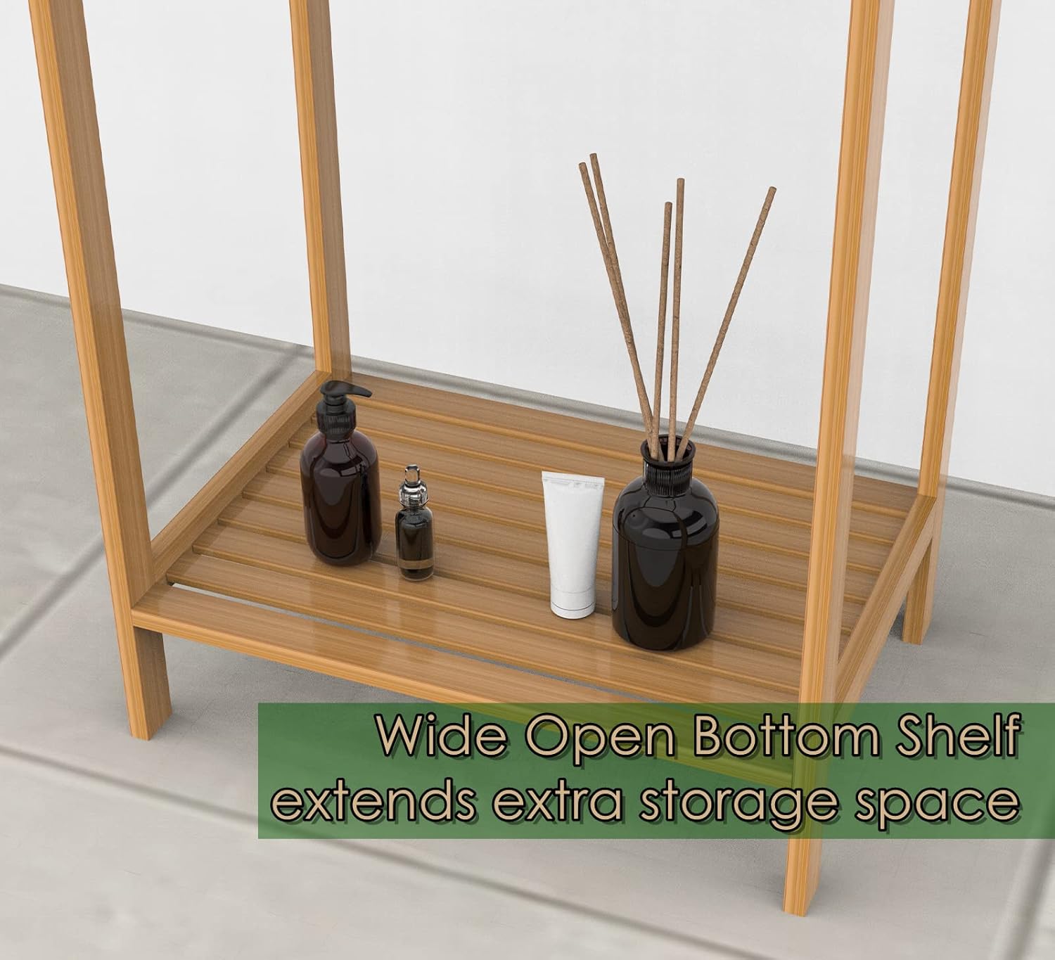 Bamboo Towel Rack for Bathroom, 3 Tier Freestanding Towel Holders with Bottom Storage Shelf for Hand Towel