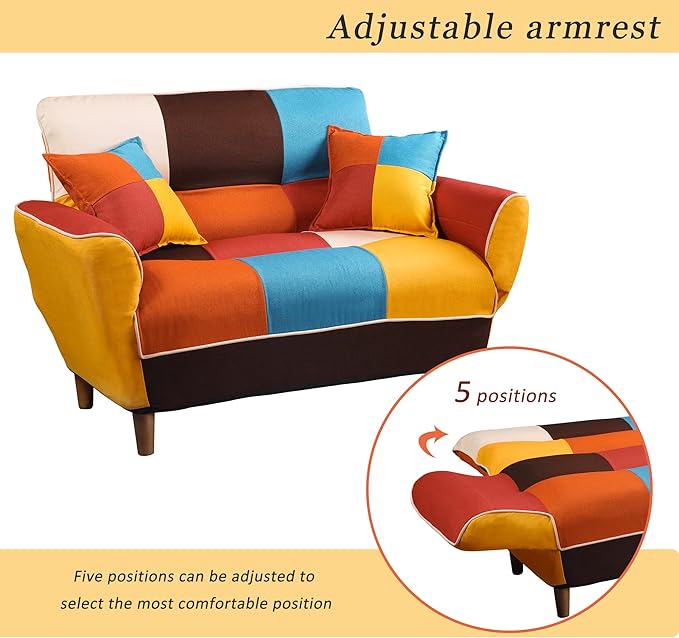 Sleeper Sofa Couch Bed, Small Space Colorful Sleeper Bed with Pillows