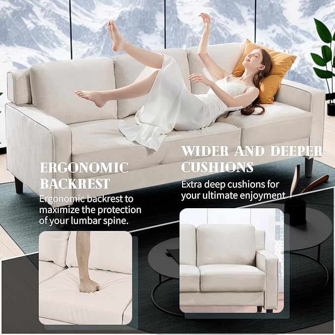 Pull Out Sofa Bed Sectional Couch, Beige