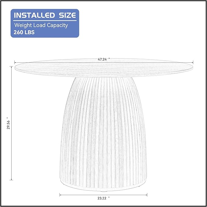 47.24" Round Dining Table, Modern Wood Kitchen Table