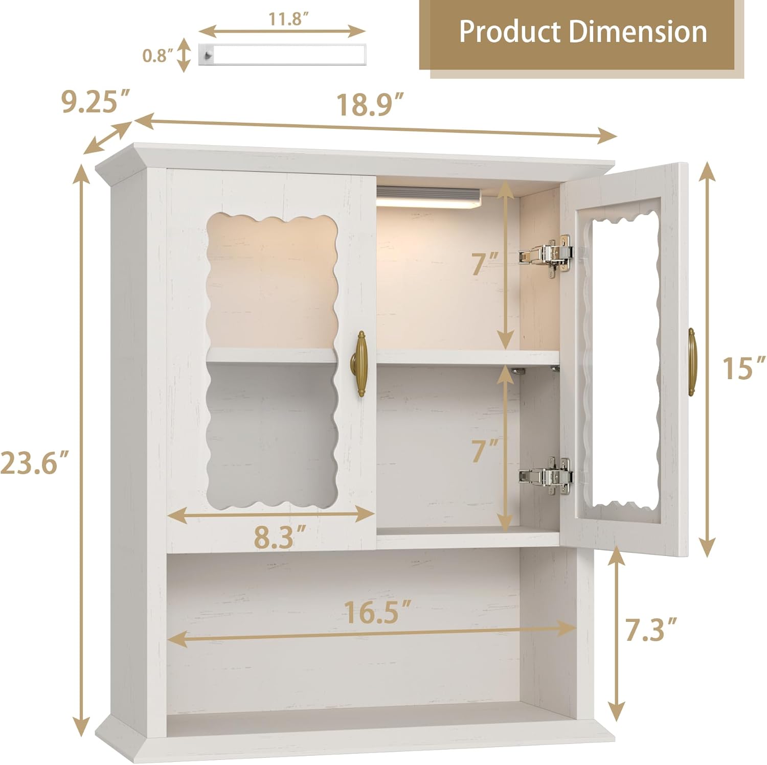 Bathroom Wall Cabinet with Motion Sensor Led Light, Over The Toilet Storage Cabinet