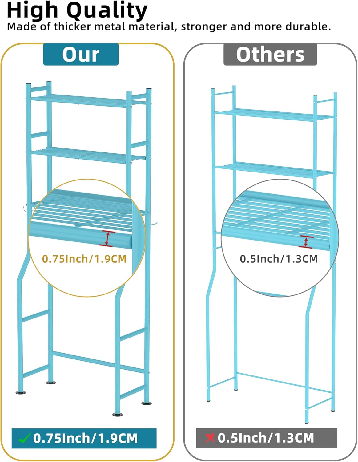 Over Toilet Storage Shelf, 3-Tier Freestanding Over The Toilet Storage