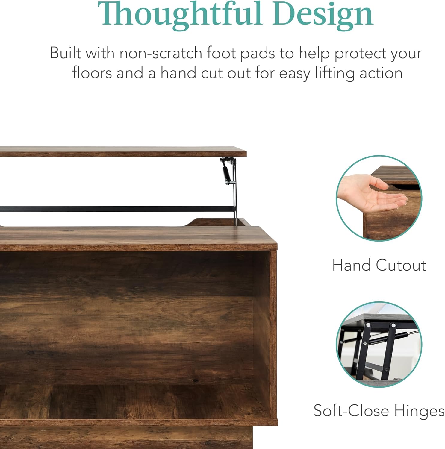 Wooden Rustic Modern Multifunctional Accent Table for Living Room
