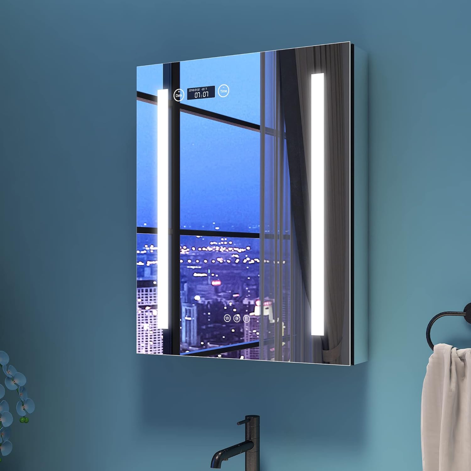 LED Mirror Medicine Cabinet with Lights,24x30 Lighted Bathroom Cabinet with Mirror