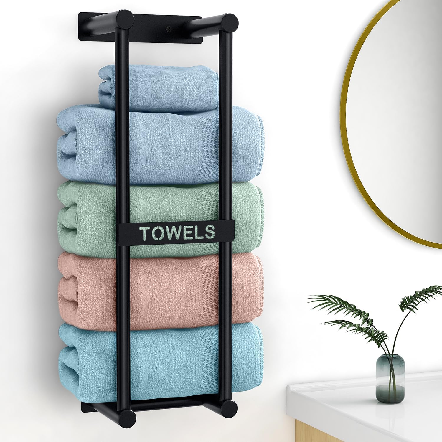 Towel Racks for Bathroom Can Holds 4 Large Towels, 22inch Wall Towel Rack for Rolled Towels