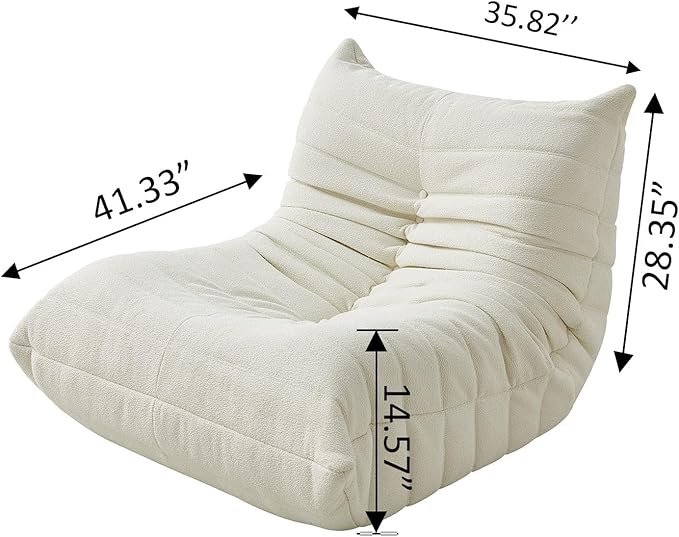 Armless Fireside Chair, Oversized Soft Boucle Teddy Floor Lounge Sofa