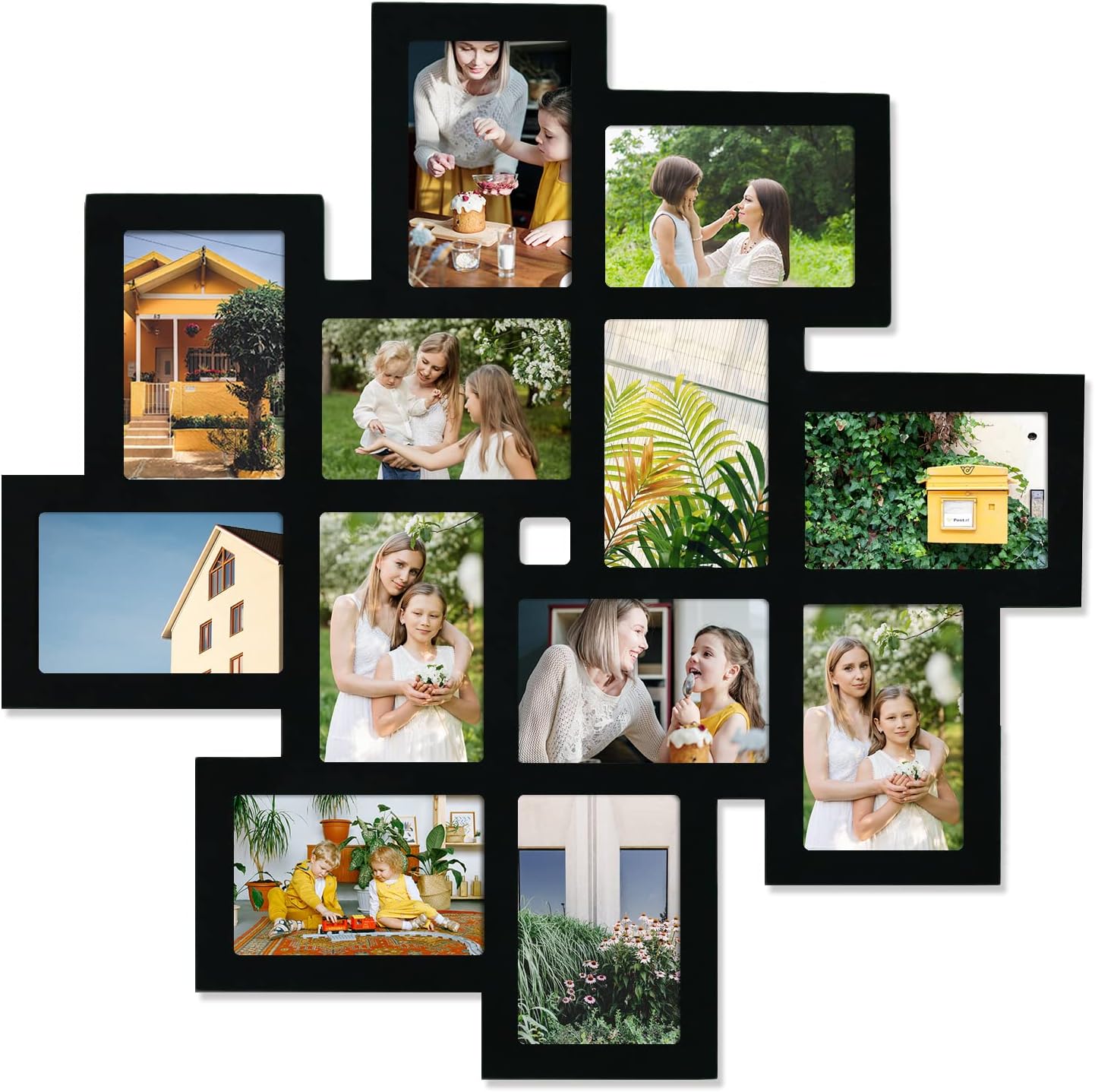 Decorative Black Wood Wall Hanging Collage Picture Photo Frame