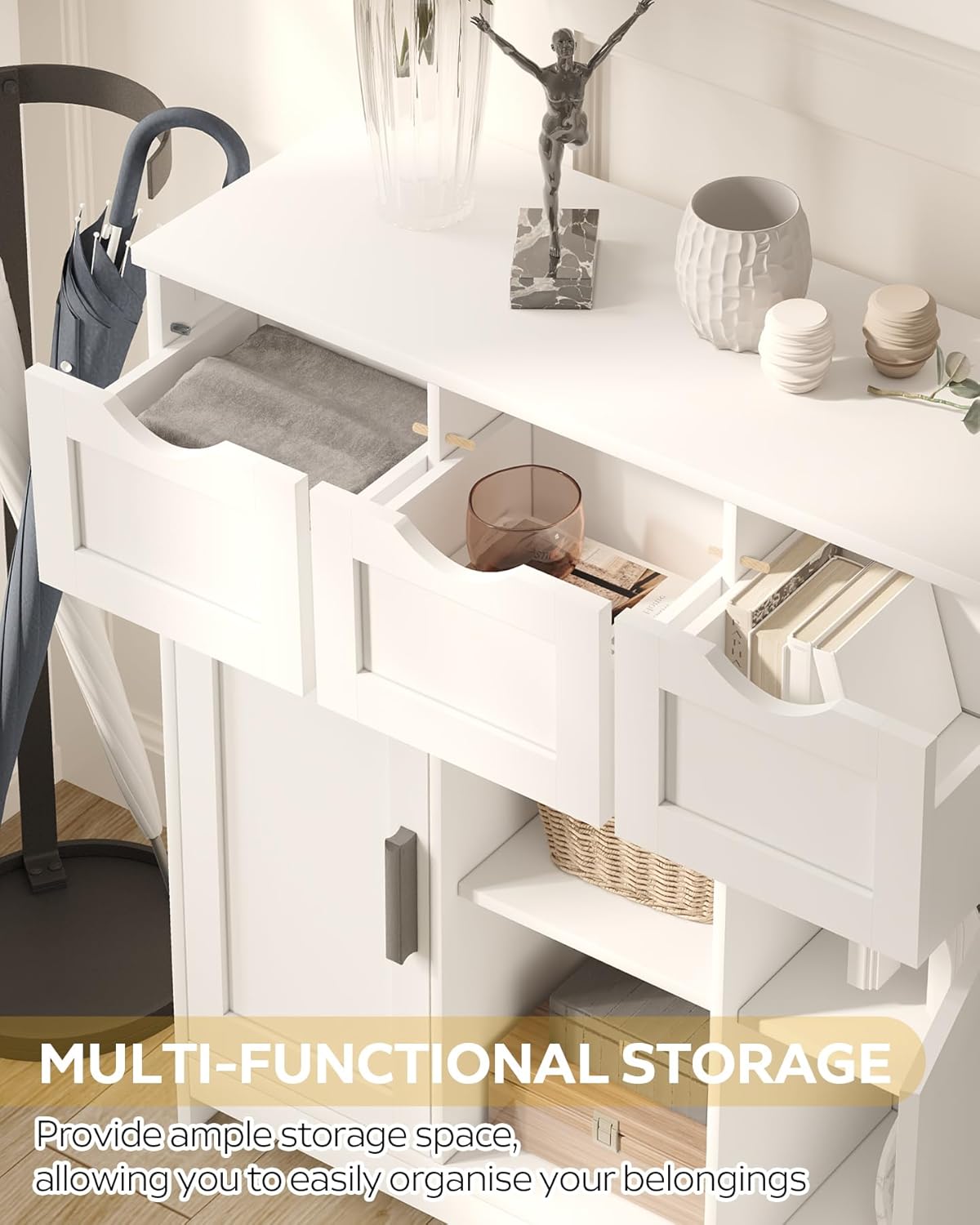 Storage Cabinets, Wooden Floor Cabinet, with Drawers and Shelves Storage Cabinets