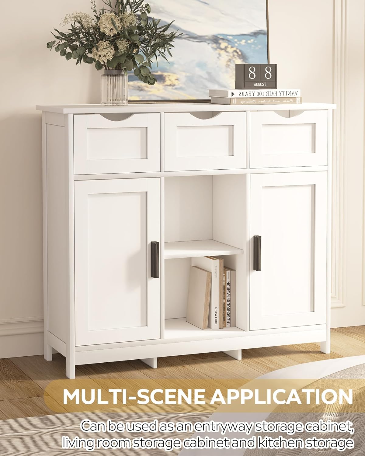 Storage Cabinets, Wooden Floor Cabinet, with Drawers and Shelves Storage Cabinets