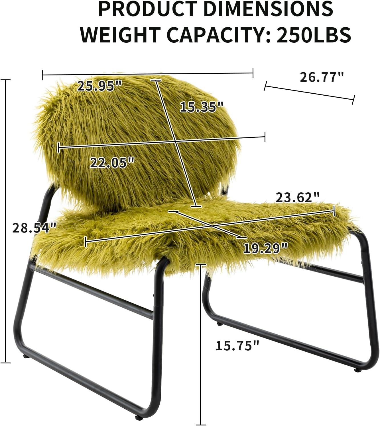 Plush Upholstered Accent Chair, Modern Industrial Style Armless Chair with Metal Frame, Leisure Single Sofa Chair, Reading Chair for Living Room (Olive)