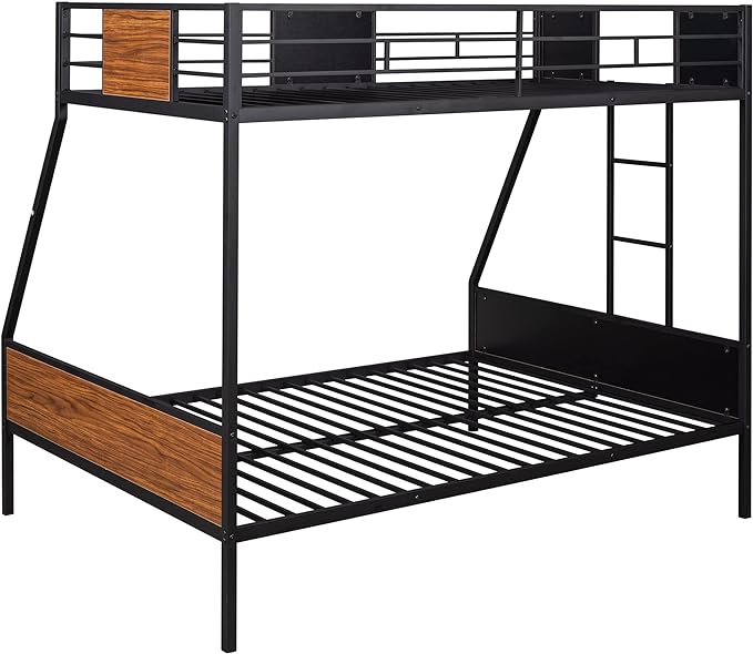 Bunk Bed, Metal Bunk Bed Frame, Sturdy Steel Bed Frame, Modern Style Bunk Beds for Kids, Toddlers, Teens, Adults, Bedroom, Dorm, Black