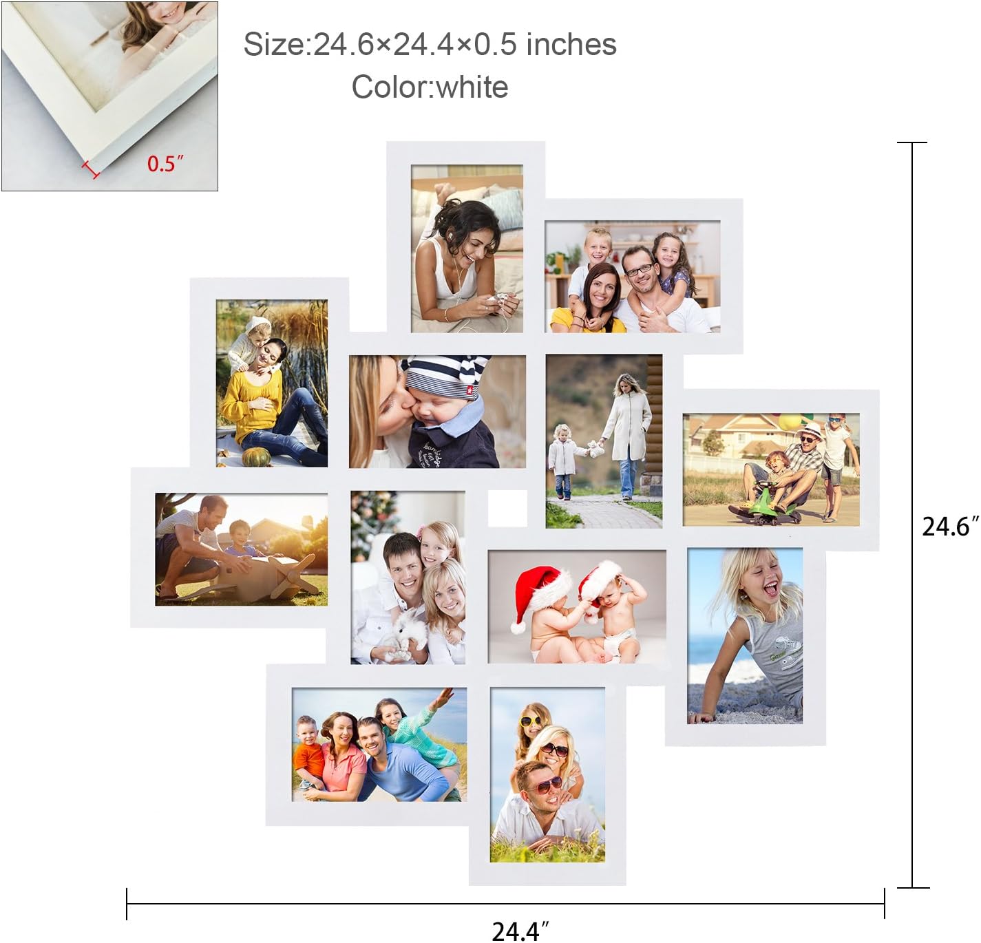Decorative Wood Wall Hanging Collage Picture Photo Frame