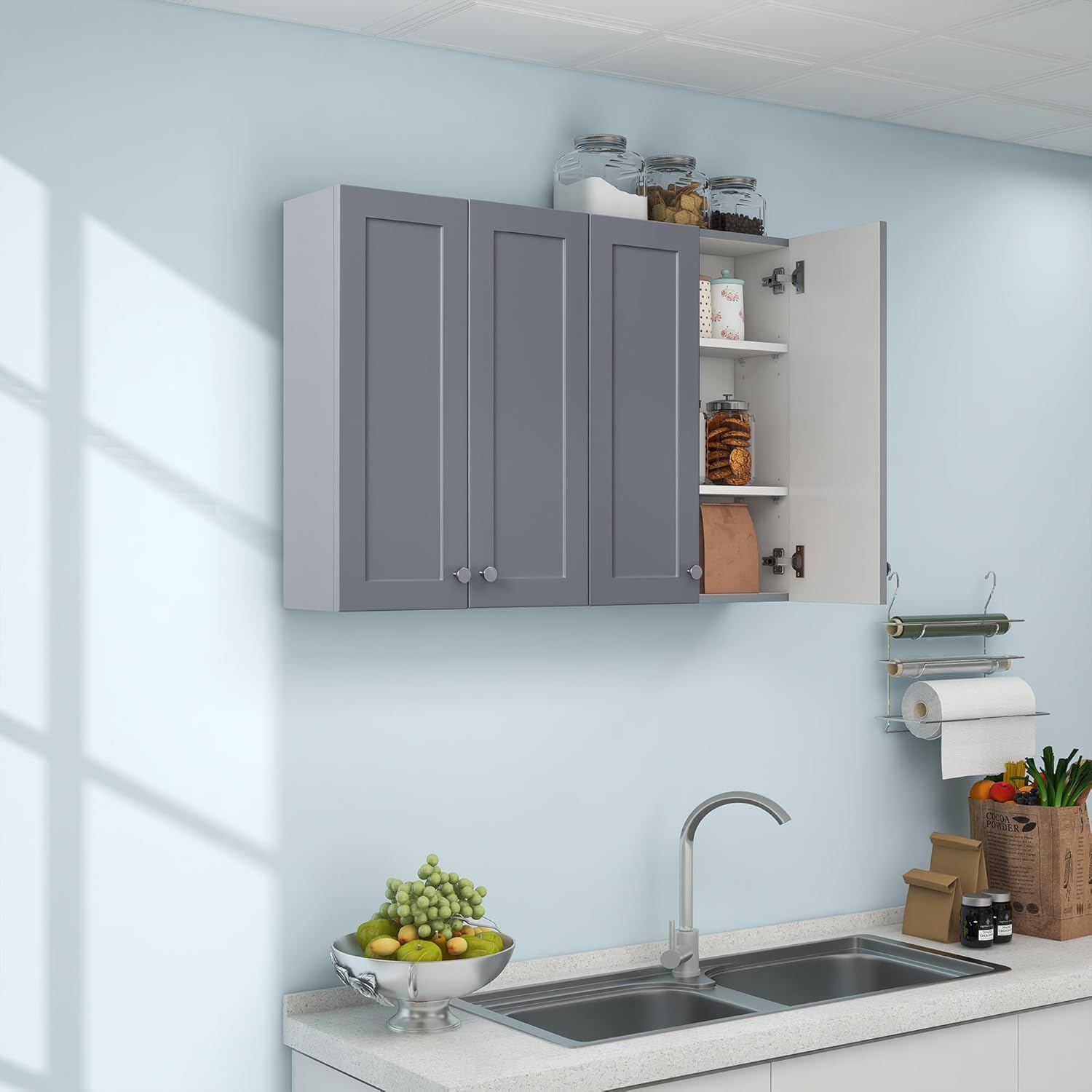 Bathroom Wall Cabinet, Over The Toilet Storage Cabinet, 19 x 27 inch Medicine Cabinet with Adjustable Shelves