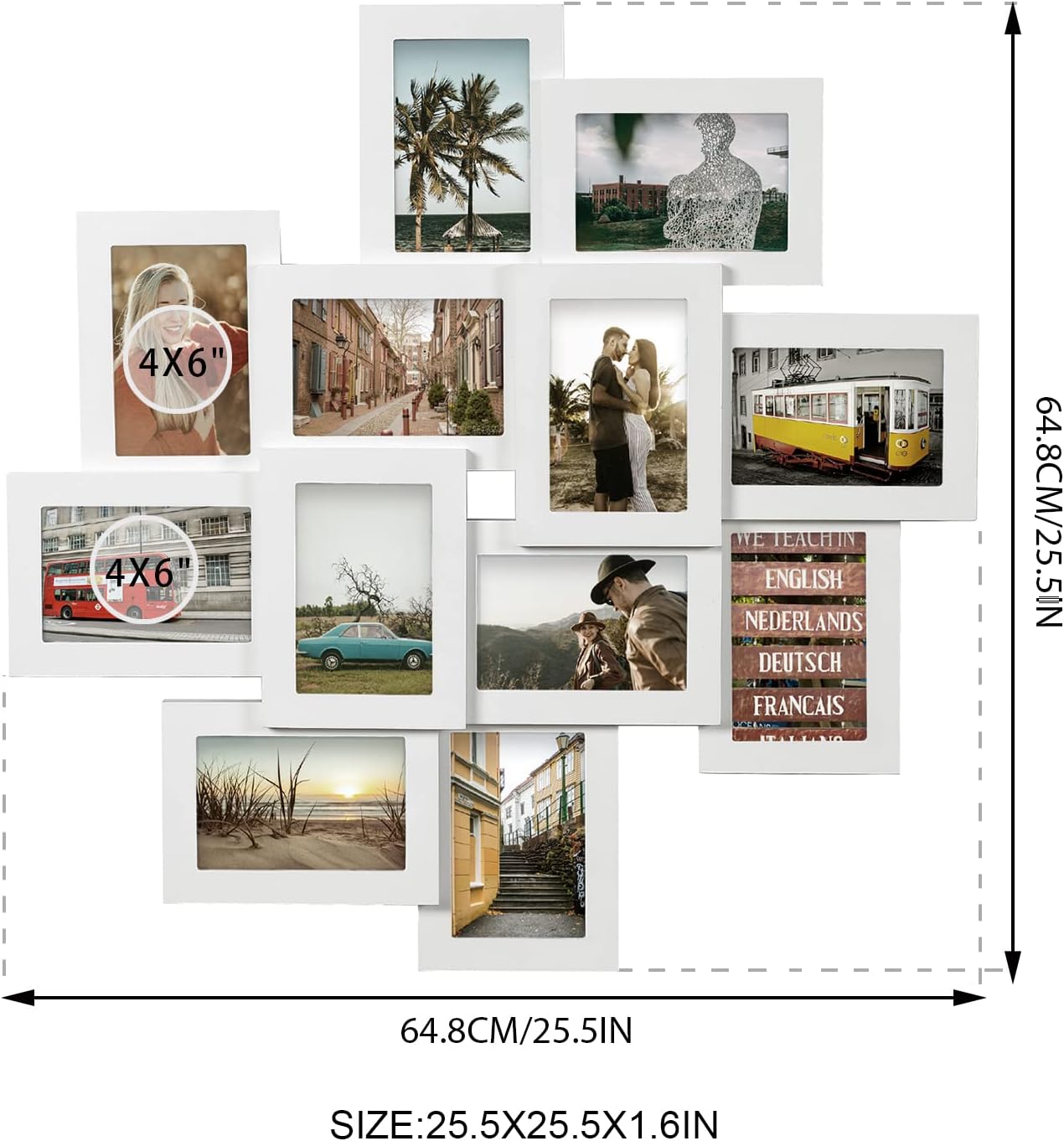 Decorative Handcrafted Wood Wall Hanging Collage Picture Frame